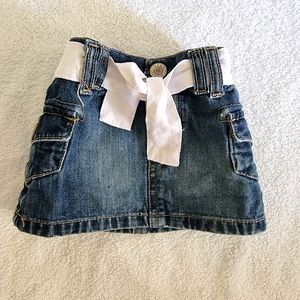 6-12 month Old Navy Denim Mini Skirt with White Sash Belt